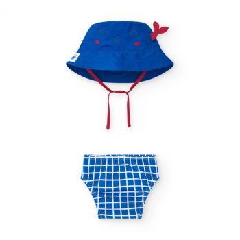 Cappellino e Costume Contenitivo a Quadri Blu - Tuc tuc