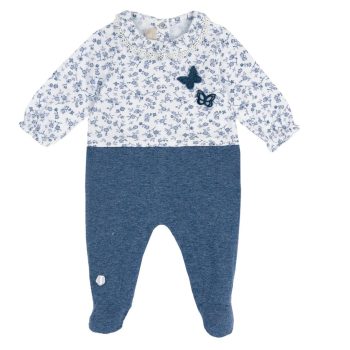 TUTINA M/L BICOLORE CON FIORI B.CO E BLU - CHICCO