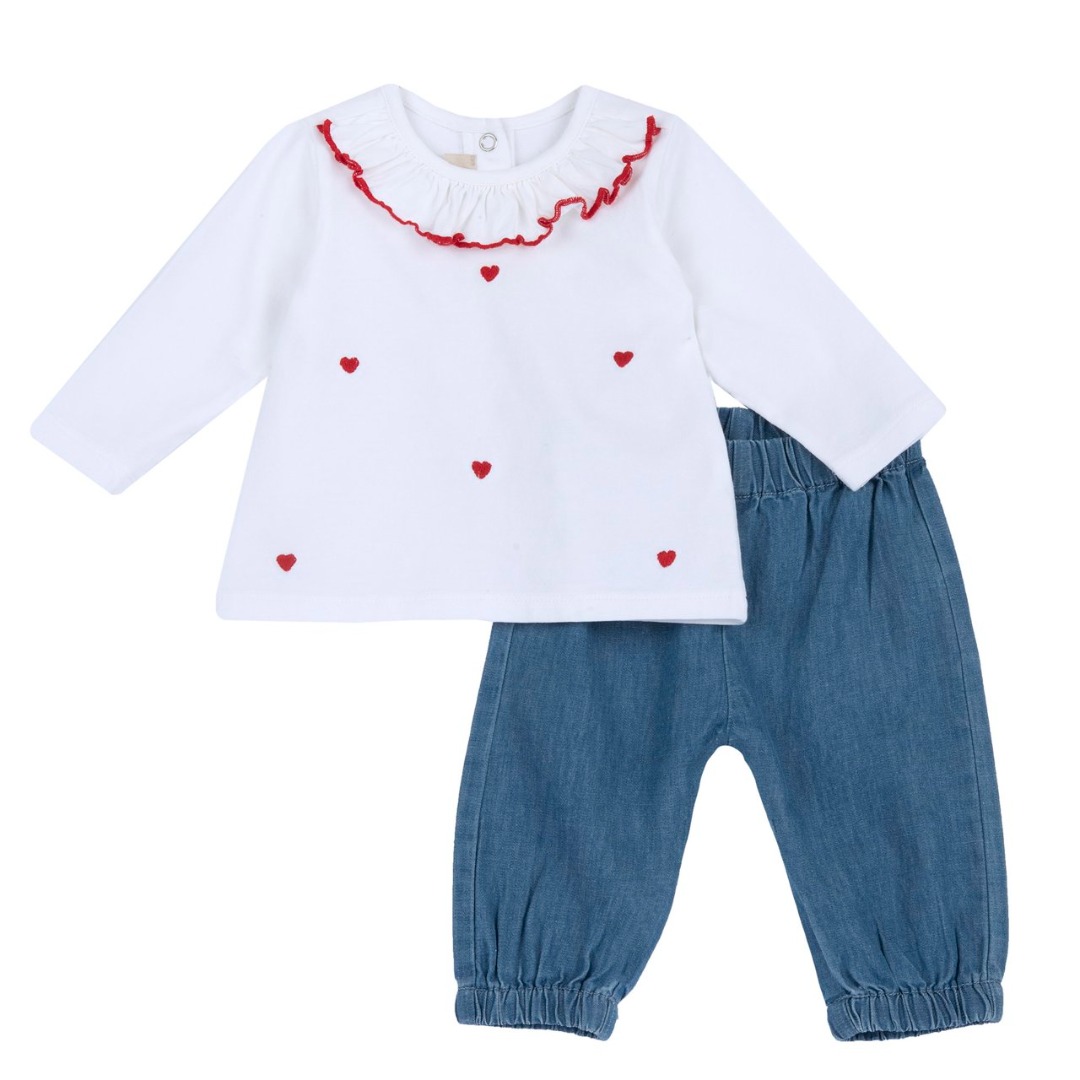 SET MAGLIA M/L CON CUORI E JEANS - CHICCO