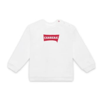 FELPA BIANCA GARZATA CON LOGO ROSSO  - CARRERA