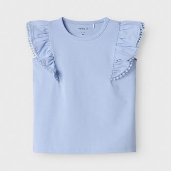 T-SHIRT M/C CELESTE CON VOLANT - NAME IT