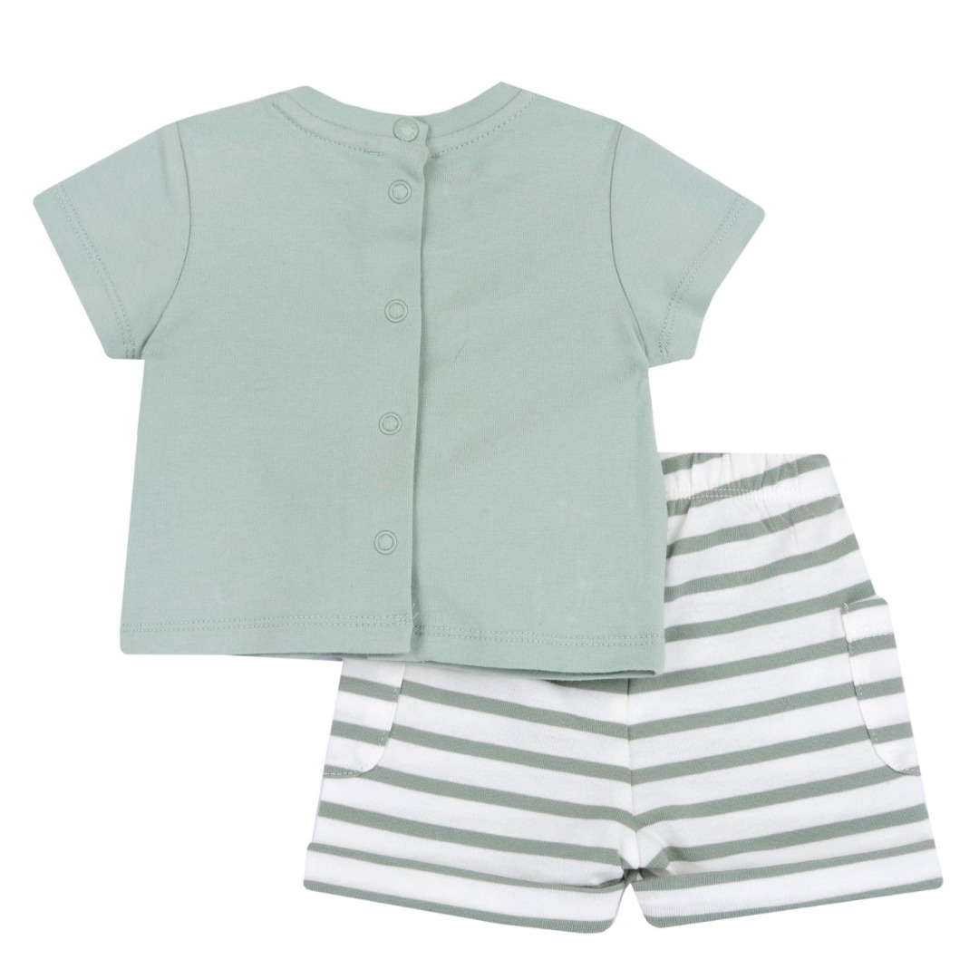 COMPLETO T-SHIRT VERDE E SHORT A RIGHE - CHICCO - immagine 2
