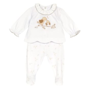 COMPLETO MAGLIA M/L E PANTALONE B.CO E GLITTER - CHICCO