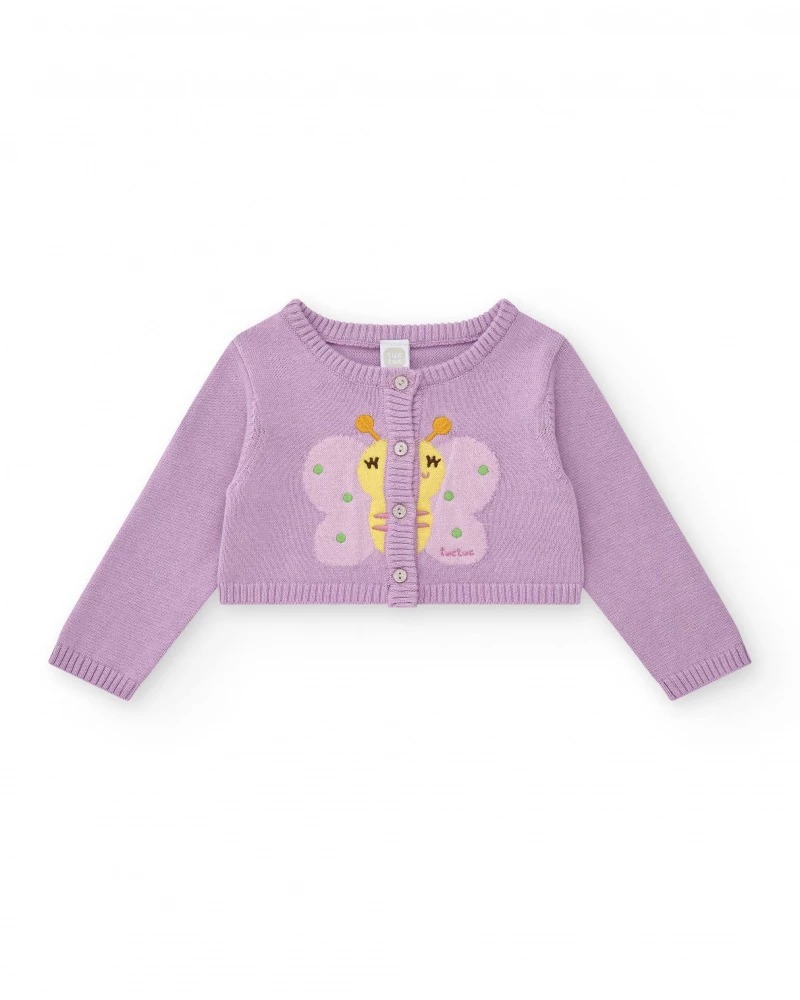 CARDIGAN LILLA CON FARFALLA - TUC TUC