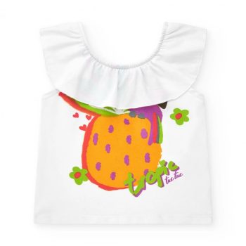 T-SHIRT BIANCA STAMPA PAPPAGALLO - TUC TUC
