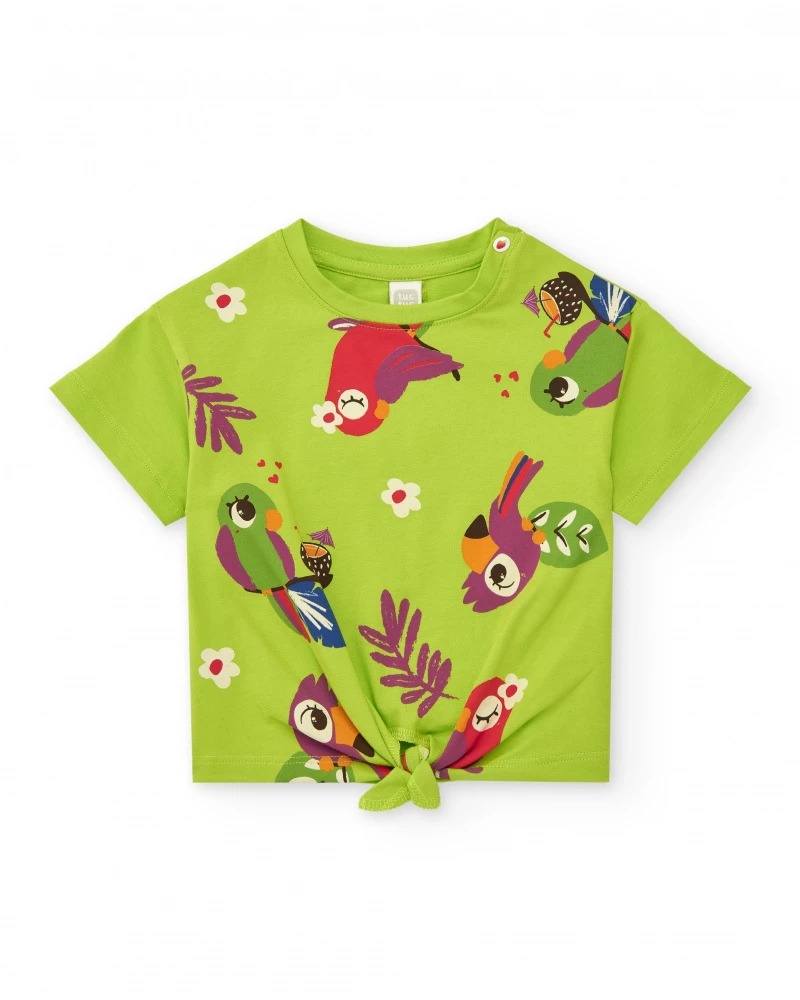 COMPLETO 2PZ T-SHIRT CON PAPPAGALLI E SHORTS VIOLA - TUC TUC - immagine 2