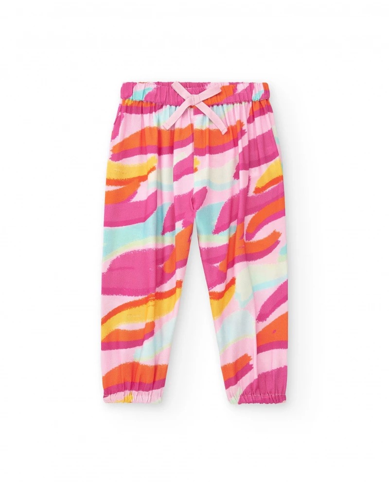 PANTALONE ROSA MULTICOLOR - TUC TUC