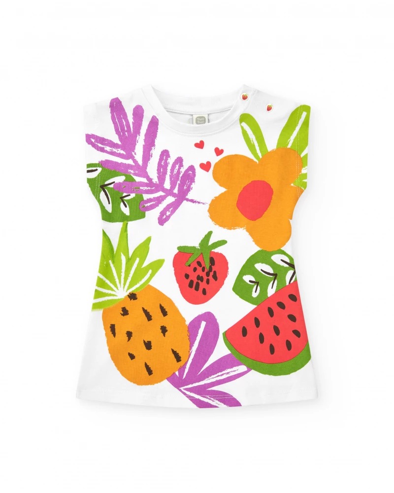 VESTITO BIANCO CON STAMPA COLORATA - TUC TUC