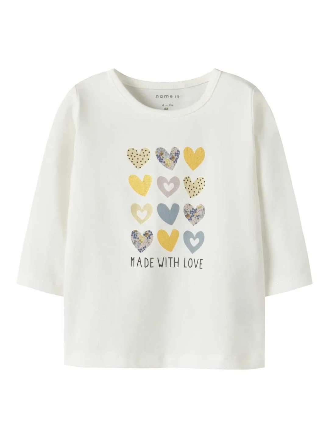MAGLIETTA M/L PANNA STAMPA "MADE WITH LOVE" - Name it