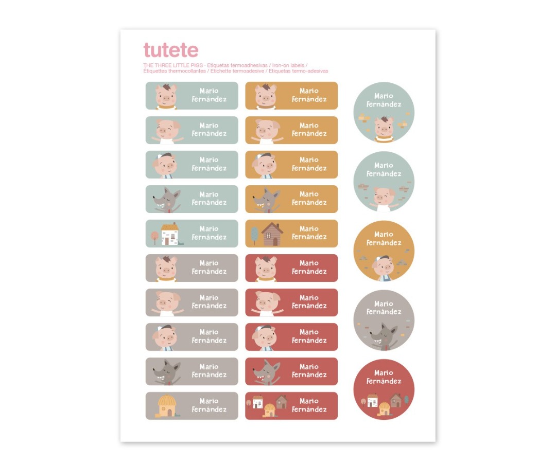 Etichette Termoadesive 25pz The Three Little Pigs - Tutete