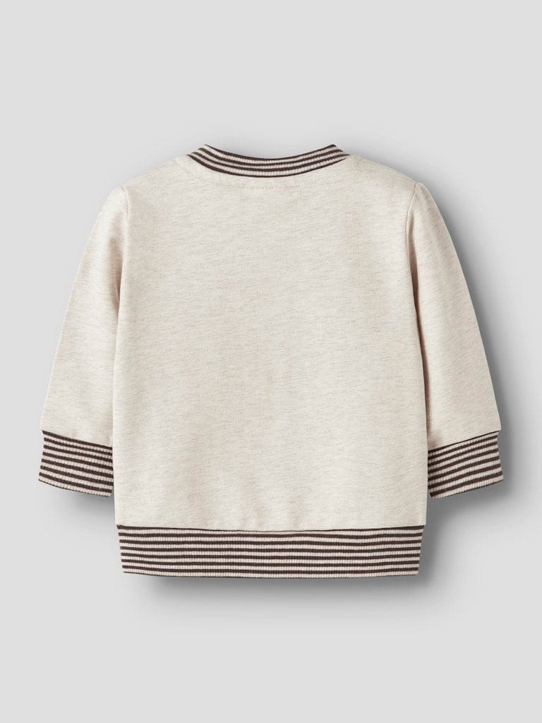 FELPA GARZATA CON ZIP E POLSINI RIGATI BEIGE - Name it - immagine 2