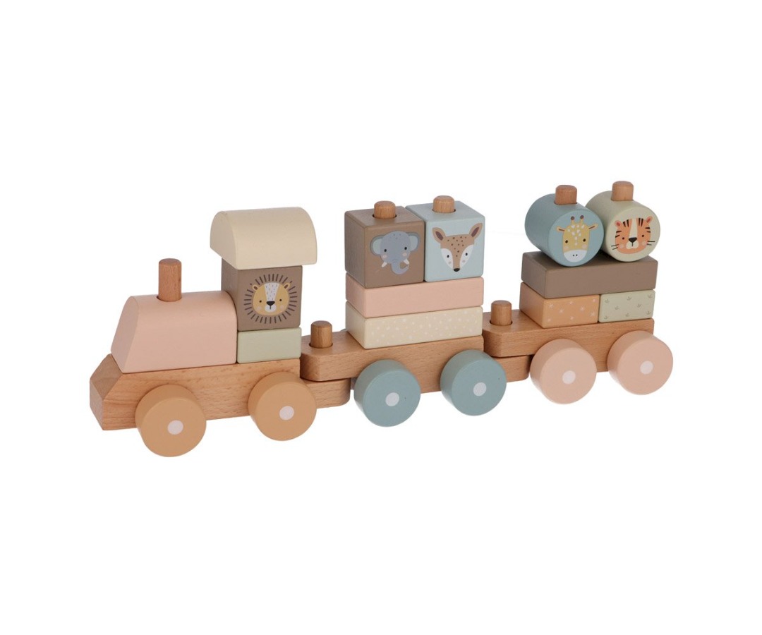 Trenino Legno Zoo Rosa Personalizzabile - Monneka - immagine 2
