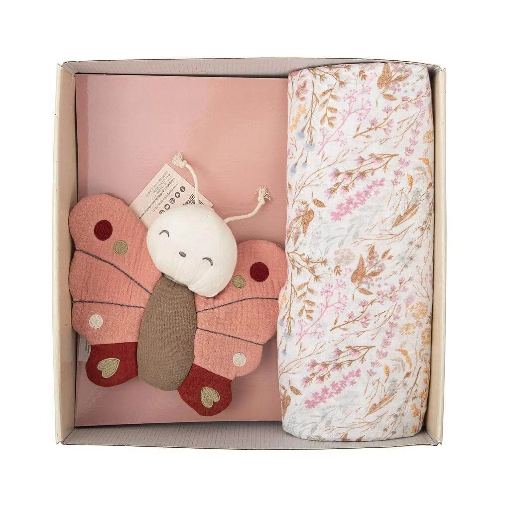 Set Regalo Peluche Farfalla + Mussola Niza Lila - Bimbidreams