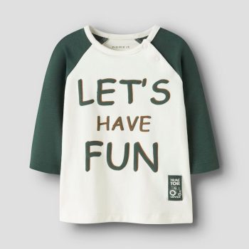 MAGLIETTA M/L B.CO CON VERDE - Name it