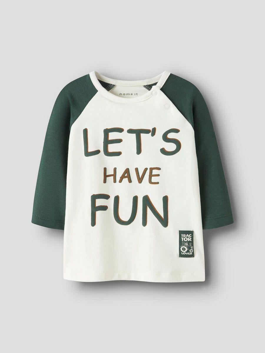 MAGLIETTA M/L B.CO CON VERDE - Name it