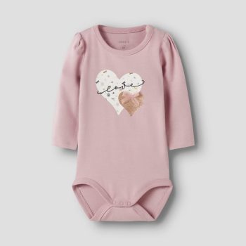 MAGLIA BODY M/L ROSA CON CUORE - Name it