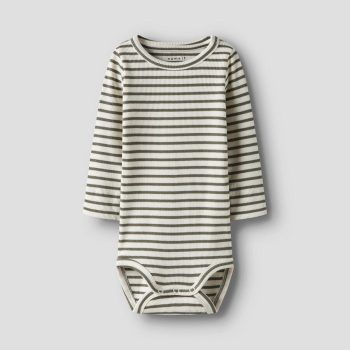 COMPLETO MAGLIA BODY con LEGGINGS A RIGHE B.CO e VERDE - Name it