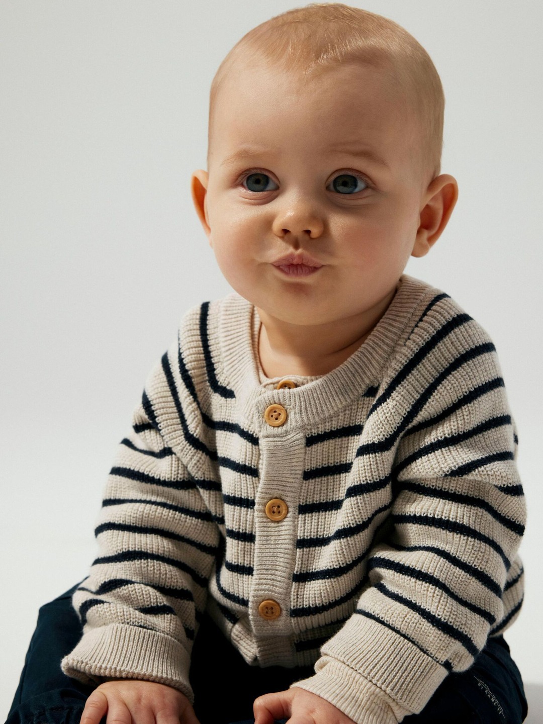 CARDIGAN A RIGHE BEIGE E BLU - Name it - immagine 2