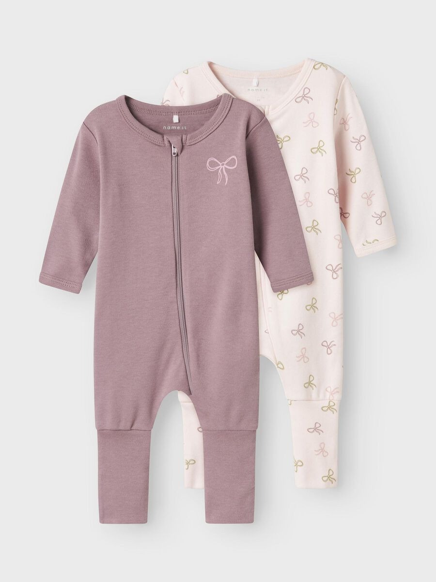 SET 2PZ PIGIAMA CON ZIP LILLA e ROSA CON FIOCCHI - Name it