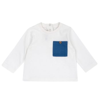MAGLIA M/L BIANCA CON TASCA BLU - Chicco