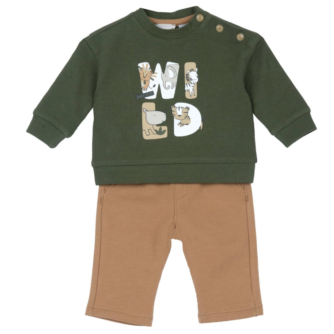 COMPLETO FELPA VERDE E PANTALONE BEIGE - Chicco
