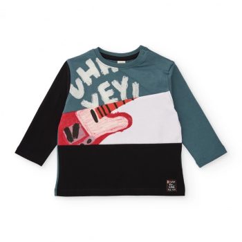 MAGLIA M/L PETROLIO CON STAMPA CHITARRA - Tuc tuc