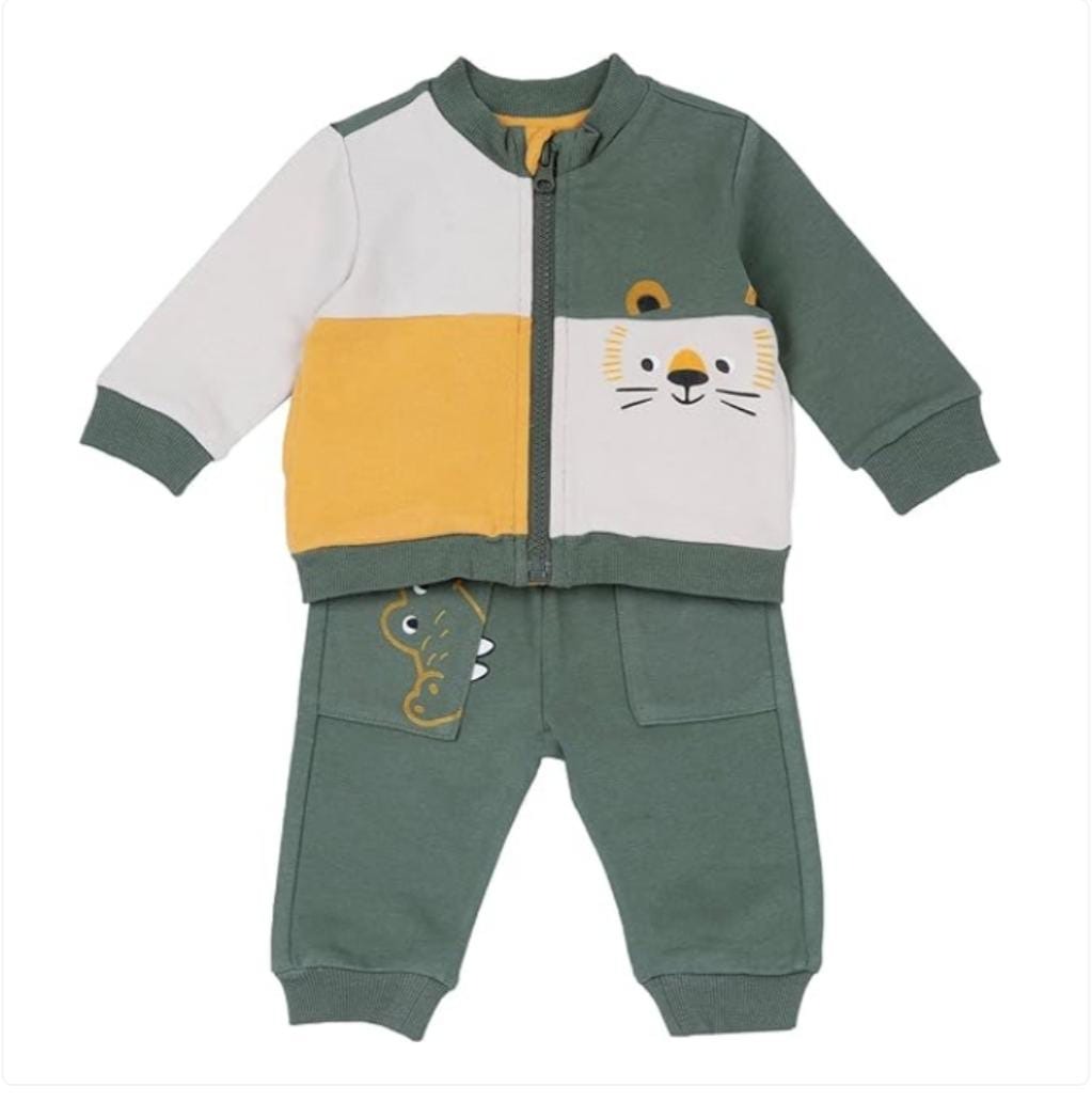 COMPLETO FELPA MULTICOLOR E PANTALONE VERDE - Chicco