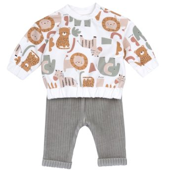 COMPLETO FELPA ANIMALI E PANTALONE RIGATO VERDE - Chicco