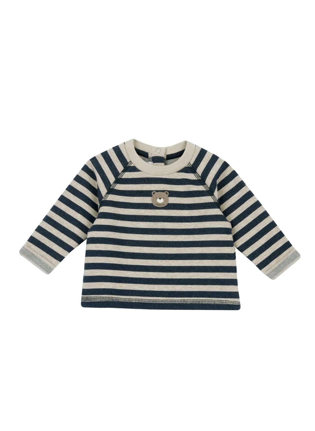 COMPLETO FELPA RIGATA BEIGE e BLU CON PANTALONE BLU - Chicco - immagine 3