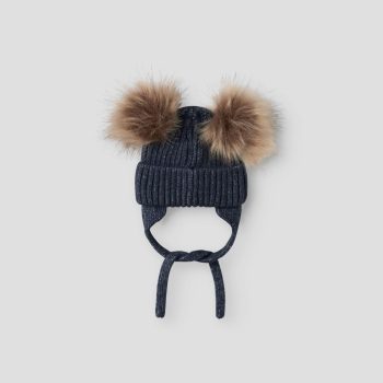 CAPPELLO MELANGE BLU CON POMPON - Name it