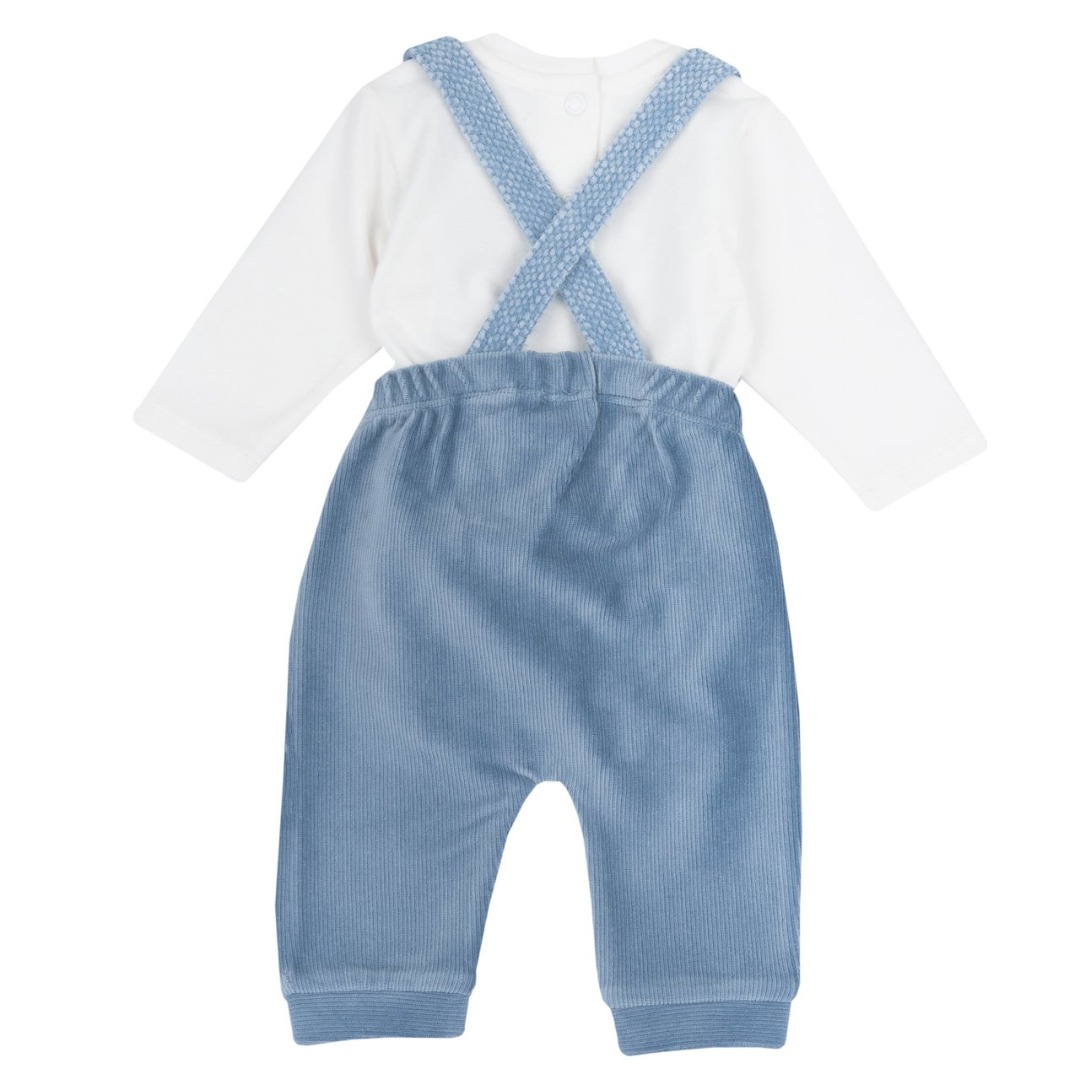 COMPLETO MAGLIA BODY E SALOPETTE CINIGLIA CELESTE - Chicco - immagine 2