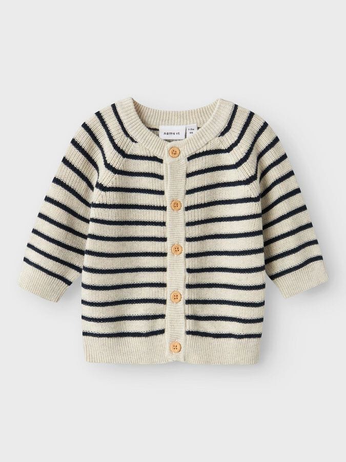 CARDIGAN A RIGHE BEIGE E BLU - Name it