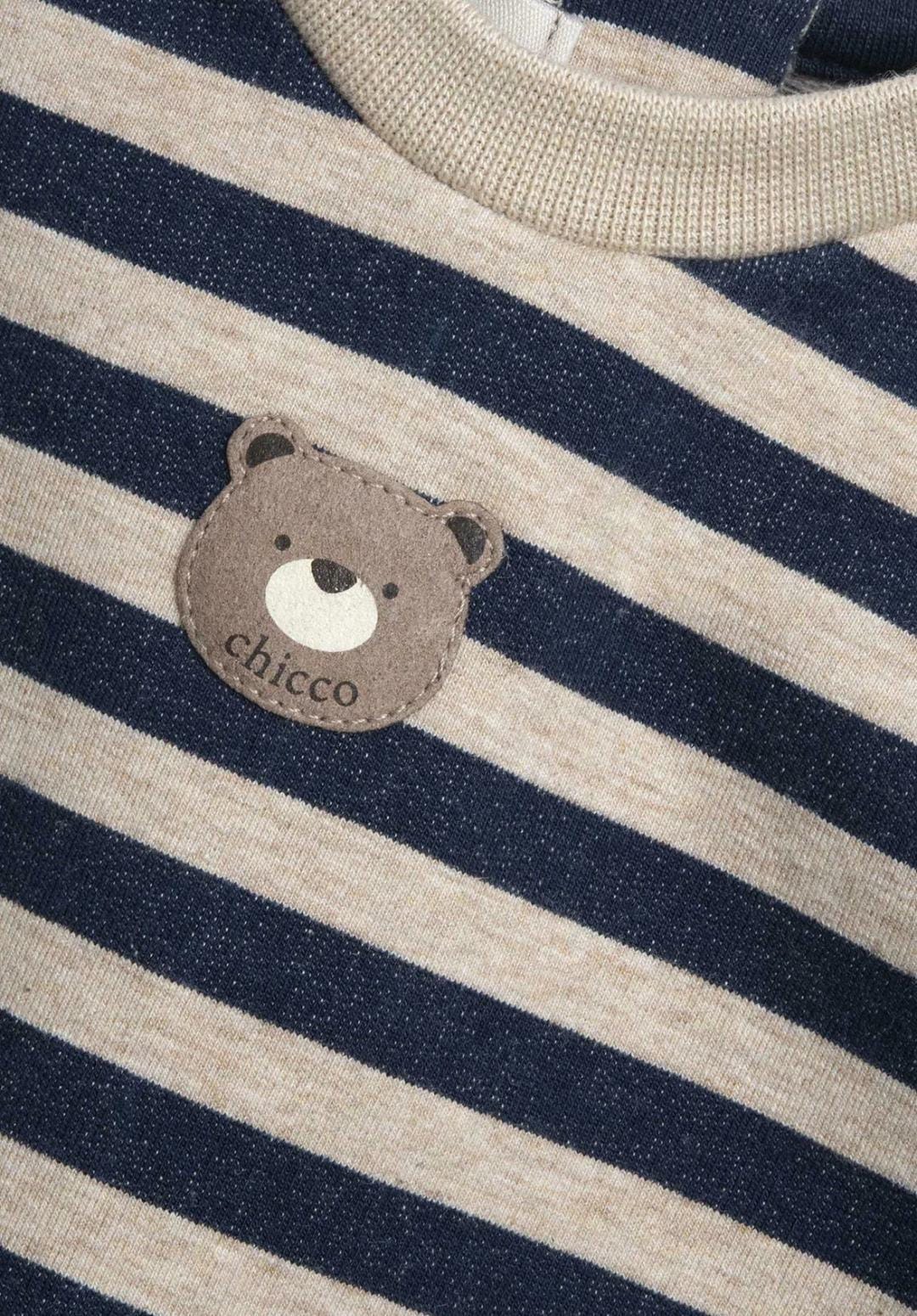 COMPLETO FELPA RIGATA BEIGE e BLU CON PANTALONE BLU - Chicco - immagine 4