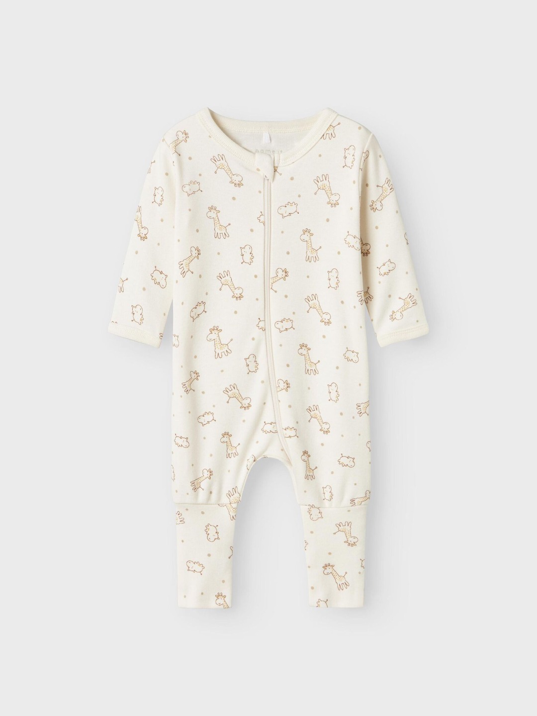 SET 2PZ PIGIAMA CON ZIP BEIGE e B.CO CON GIRAFFA - Name it - immagine 3