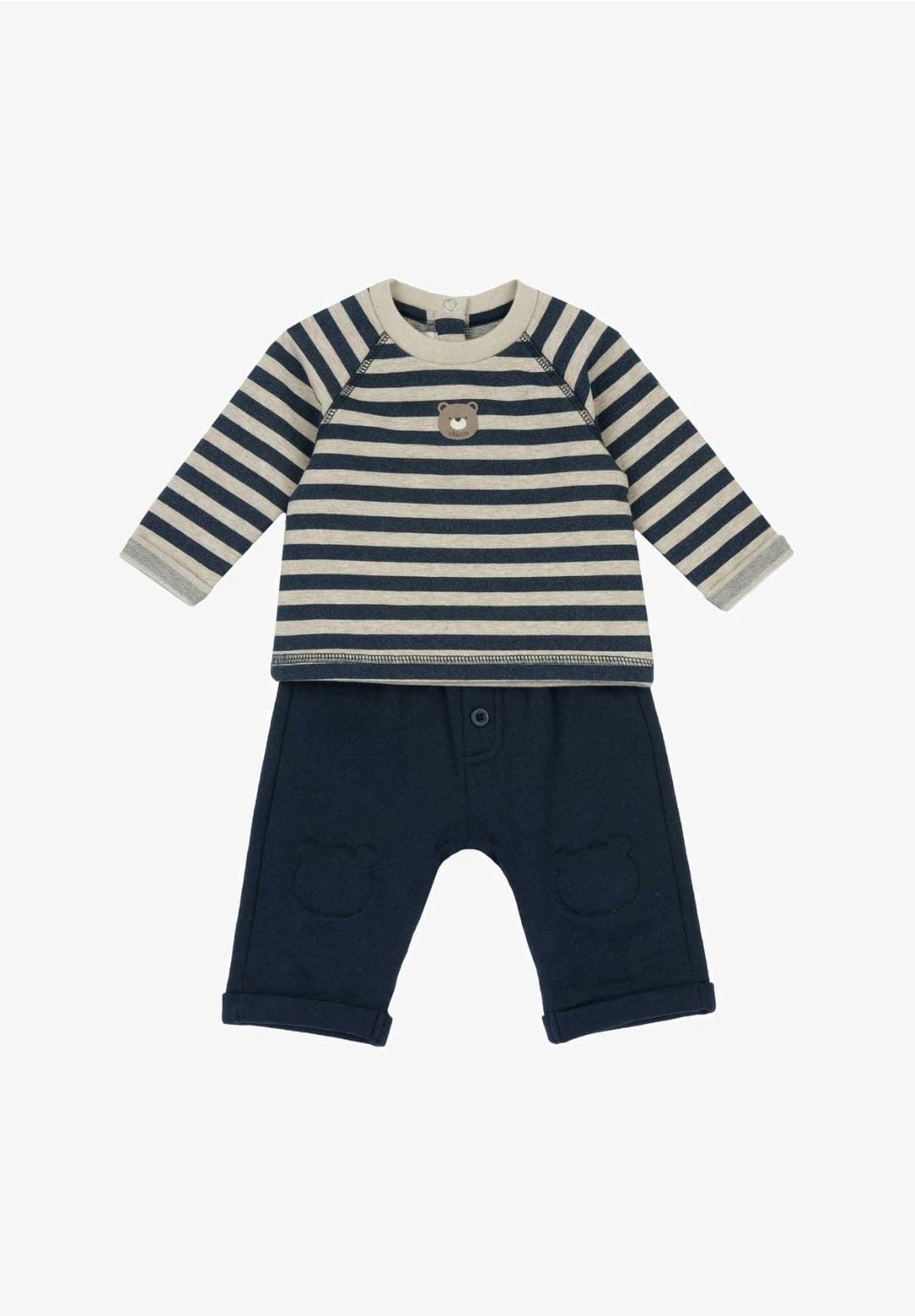 COMPLETO FELPA RIGATA BEIGE e BLU CON PANTALONE BLU - Chicco