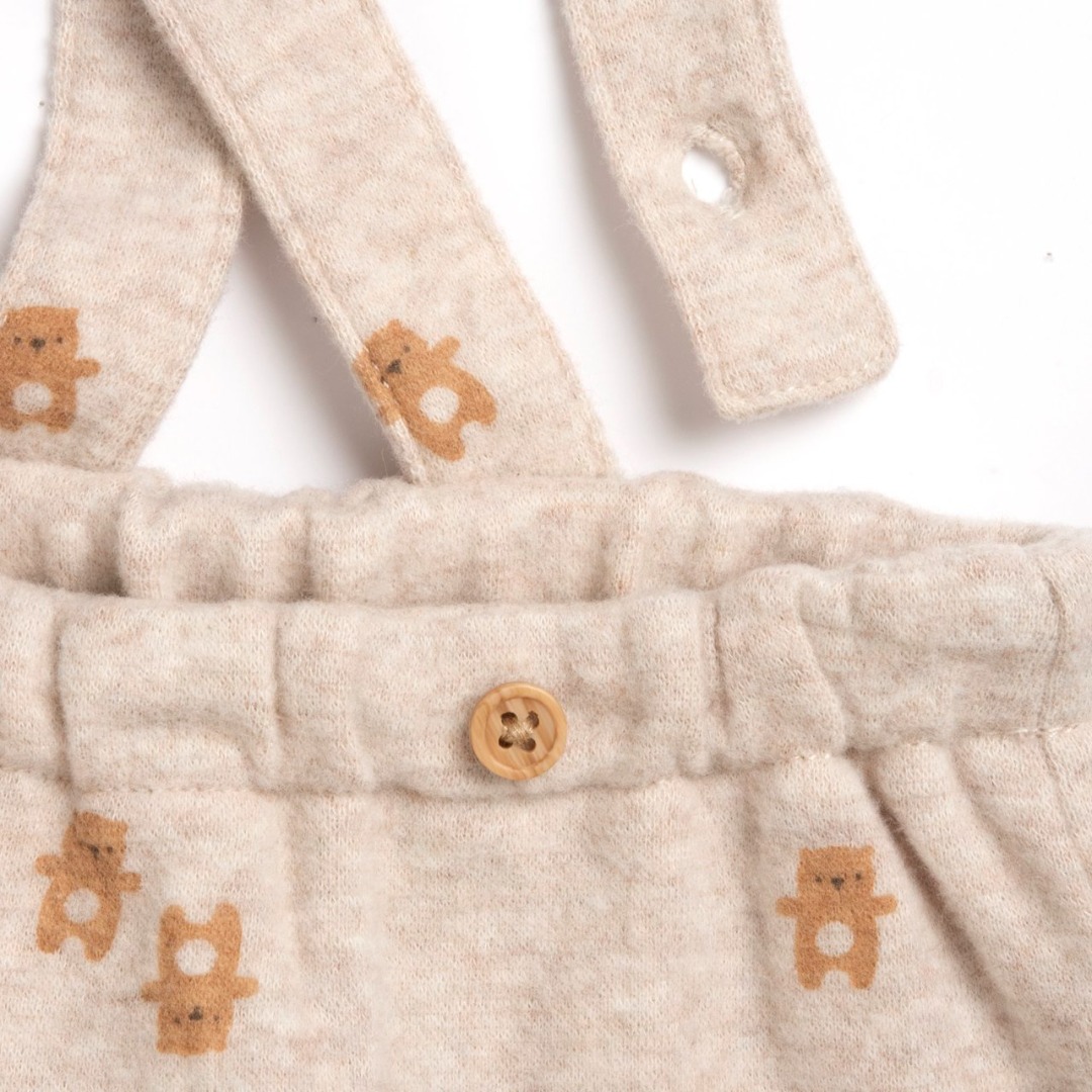 COMPLETO MAGLIA M/L B.CA CON SALOPETTE BEIGE CON ORSETTI - Chicco - immagine 4