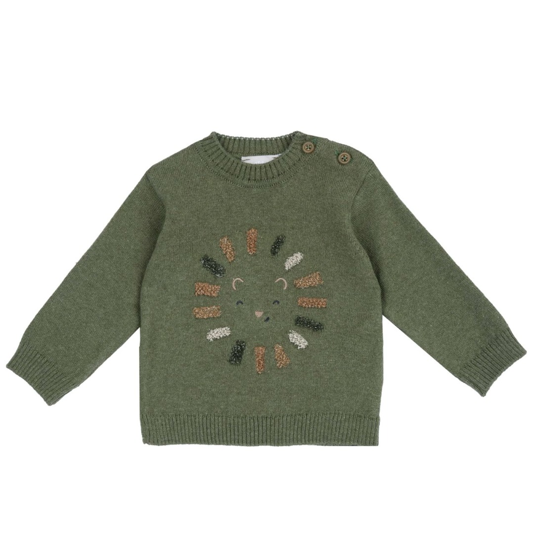 MAGLIONCINO GIROCOLLO VERDONE CON RICAMO - Chicco