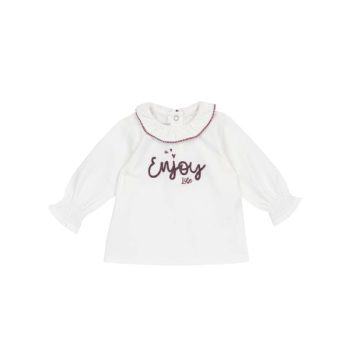 MAGLIA M/L CON COLLO E RICAMO "ENJOY" ROSA - Chicco