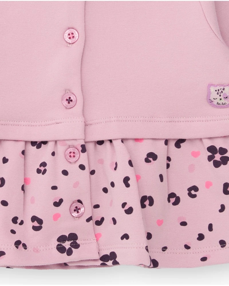 COMPLETO 3pz ROSA CON STAMPA LEOPARDATA E CUORI - Tuc tuc - immagine 2