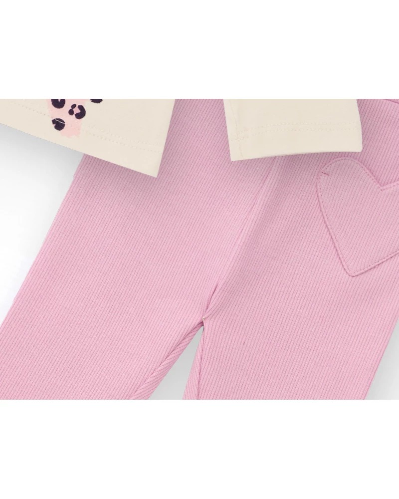 COMPLETO 3pz ROSA CON STAMPA LEOPARDATA E CUORI - Tuc tuc - immagine 4