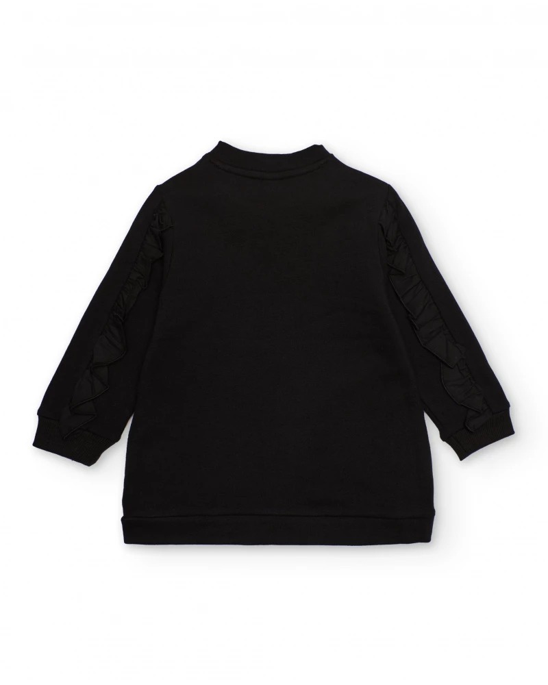 VESTITO FELPATO NERO CON FIORI E PAILETTES - Tuc tuc - immagine 2