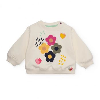 FELPA BEIGE CON FIORI RICAMATI - Tuc tuc