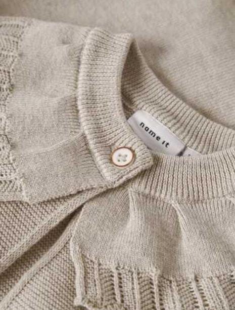 CARDIGAN CON COLLO LAVORATO BEIGE - Name it - immagine 2