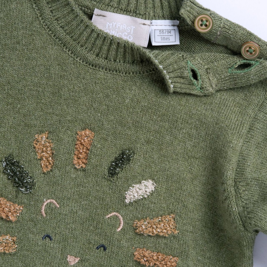 MAGLIONCINO GIROCOLLO VERDONE CON RICAMO - Chicco - immagine 2