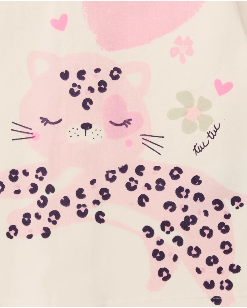 COMPLETO 3pz ROSA CON STAMPA LEOPARDATA E CUORI - Tuc tuc - immagine 3
