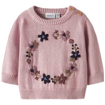 PULLOVER ROSA CON RICAMI A FIORI - Name it