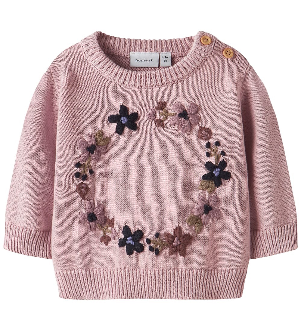 PULLOVER ROSA CON RICAMI A FIORI - Name it