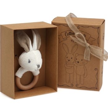 Coniglio Massaggiagengive e Sonaglio in Cotone e Legno - Kiokids