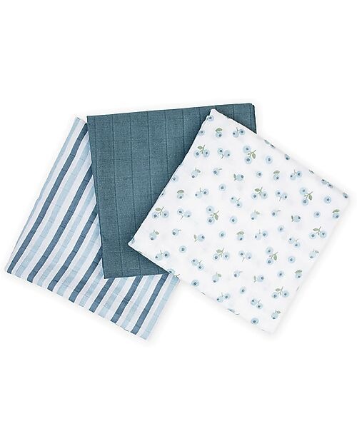 Set di 3 Mussole Swaddle 69 x 69 cm Mirtilli - Lulujo - immagine 2