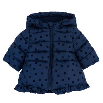 GIUBBOTTO IMBOTTITO CON CAPPUCCIO E RICAMI BLU - CHICCO